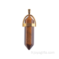 Vente en gros bijoux Bullet plaqué or forme hommes Collier pendentif en pierres naturelles